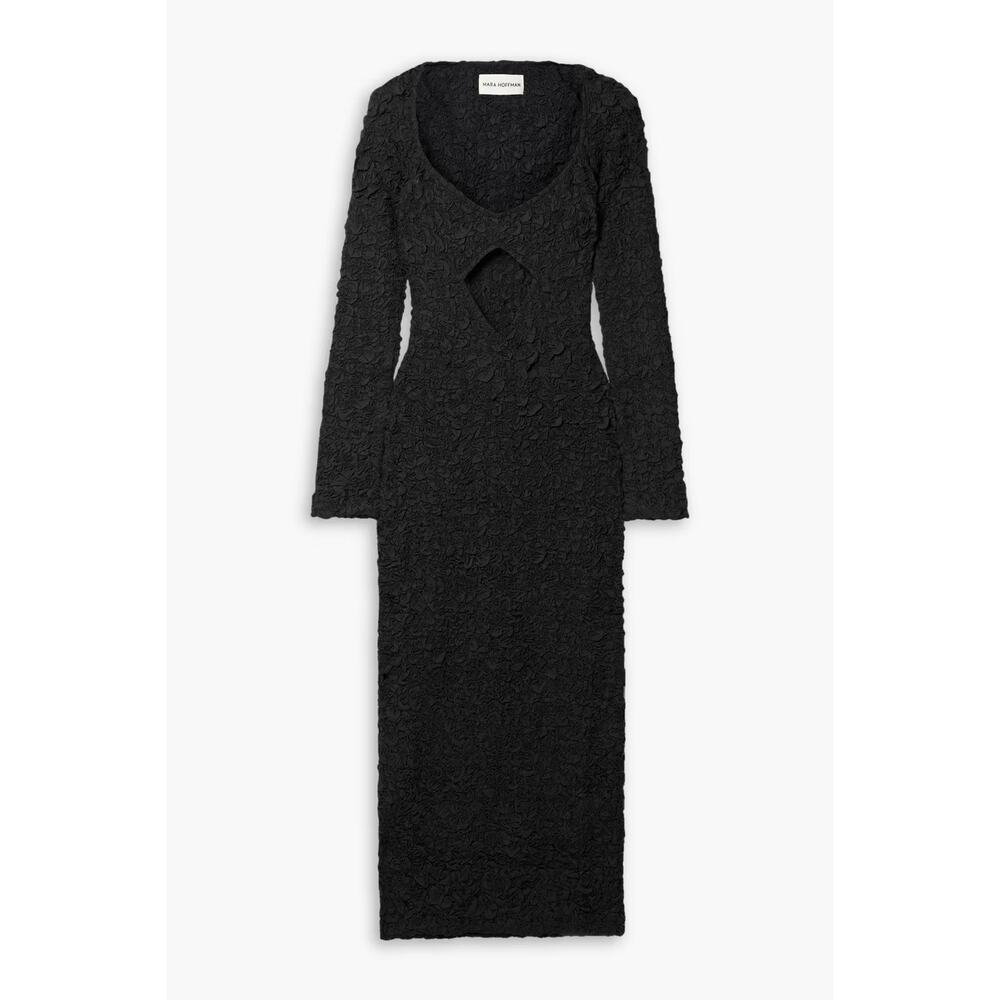 Mara Hoffman Dione cut-out smocked midi dress in black 2XL - Picture 5 of 11
